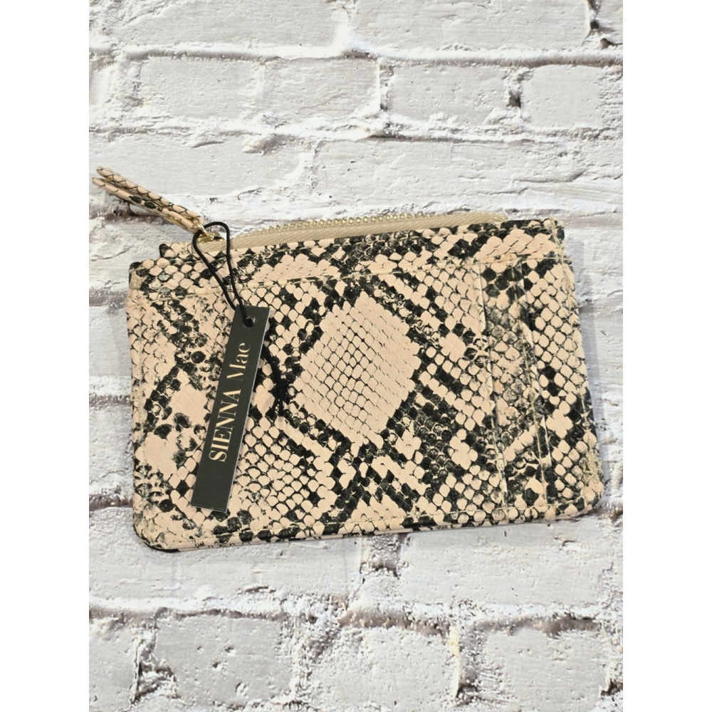 Sienna Mae Lennon Vegan Leather Card Snakeskin/Gold Wallet Keyring, NWT, Change